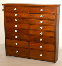 Early 16-Drawer Hanging Cabinet