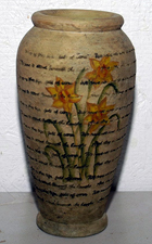 10" Pottery Vase w/Flowers