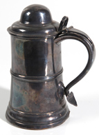 EARLY SILVER STEIN WITH HEART HANDLE