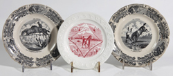 STAFFORDSHIRE ABC PLATE WITH HORSES PLUS