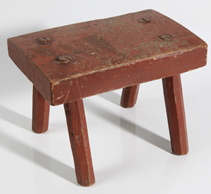 EARLY STOOL WITH OLD RED PAINT