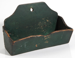 SMALL EARLY WALL BOX WITH OLD GREEN PAINT