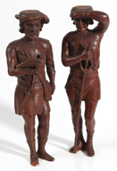 TWO 19TH CENTURY CARVED FIGURES OF MEN