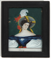 19TH CENTURY REVERSE PAINTING ON GLASS OF JENNY