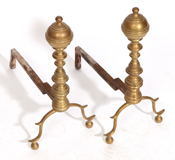 PERIOD CHIPPENDALE BRASS ANDIRONS