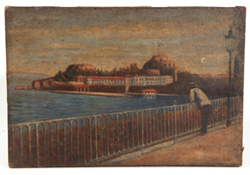 CIRCA 1900 OIL PAINTING OF FRENCH RIVIERA CITY