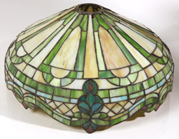 ANTIQUE LEADED GLASS LAMP SHADE