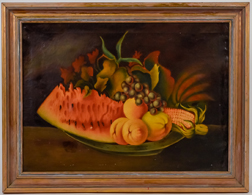 Folk Art Oil Painting of Fruit