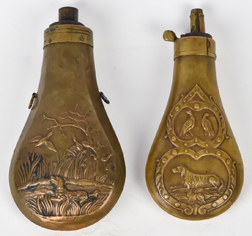 Two Brass Shot Flasks