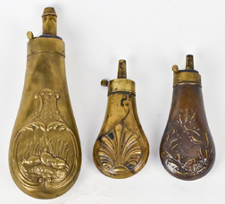 Three Brass Shot Flasks