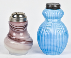 Two Art Glass Sugar Shakers