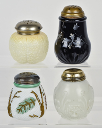 Four Victorian Glass Sugar Shakers