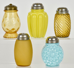 Five Art Glass Sugar Shakers