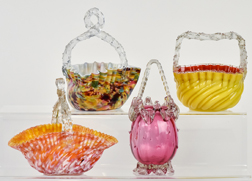Four Victorian Art Glass Baskets