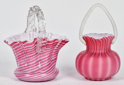 Two Victorian Art Glass Baskets