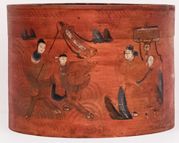 Chinese Decorated Drum Form Storage Box