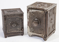 TWO CAST IRON SAFE BANKS
