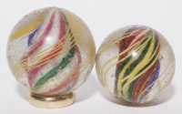 TWO SOLID CORE SWIRL MARBLES