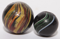TWO INDIAN SWIRL MARBLES