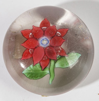 ATTRIBUTED BACCARAT  CLEMATIS PAPERWEIGHT
