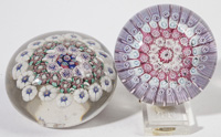 TWO ANTIQUE MILLEFIORI PAPERWEIGHTS