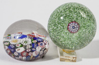 TWO SMALL MILLEFIORI PAPERWEIGHTS