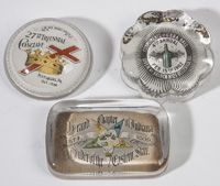 THREE ANTIQUE LODGE PAPERWEIGHTS
