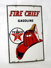 Porcelain Fire Chief Gasoline Sign