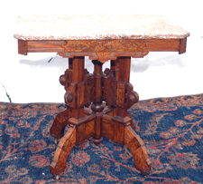 Walnut Marble Top Parlor Table