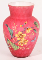 Victorian Decorated Satin Glass Vase