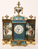 French Enameled Bronze Clock