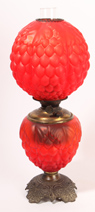 Red Satin Glass GWTW Lamp