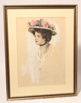 Signed Williams Illustrator Art Watercolor of Lady