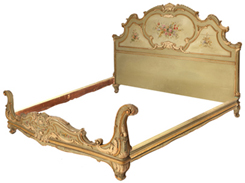 Louis XV Style Carved & Painted Bed