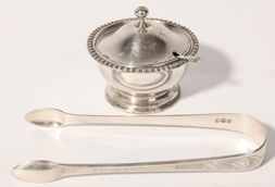 English Sterling Tongs and Continental Hallmarked Salt