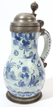 Early Chinese Porcelain Stein with Pewter Mounts