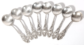 8 Sterling "Love Disarmed" Reed & Barton Soup Spoons