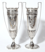 Pair of Sterling Silver Marcus & Co., New York Vases