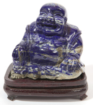 Chinese Carved Lapis Seated Buddha