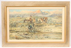 "RANCH OAK" CHARLES M. RUSSELL  PRINT ON CANVAS 