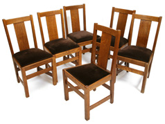SET OF 6 ARTS & CRAFTS SIDE CHAIRS