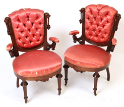 Pair of Victorian Chairs With Carved Heads