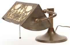 Bronzed Overlay Slag Glass Desk Lamp