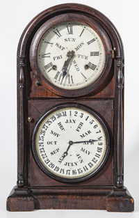 Welch, Spring & Co. Double Dial Calendar Clock