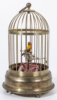 German Singing Bird in Brass Cage Automaton