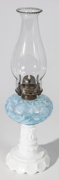 Blue Opalescent Daisy & Fern Oil Lamp
