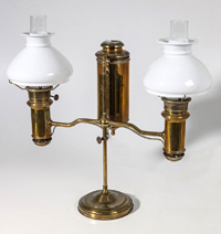 19th Century Brass Double Student Lamp