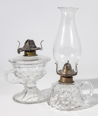 Two Pattern Glass Finger Lamps