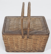 Early Woven Basket With Lid
