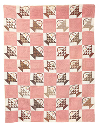 Early Trapunto Flower Basket Quilt